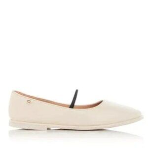Women’s Cream Ballet Flat with Black Elastic Strap